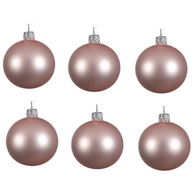 Lichtroze Kerstversiering Kerstballen 24-delig 6 en 8 cm - Kerstbal