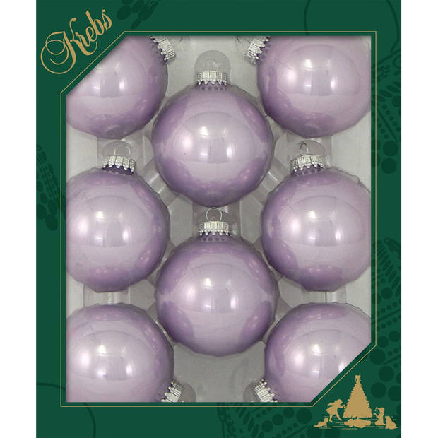 8x Glanzende lichtpaarse kerstboomversiering kerstballen van glas 7 cm - Kerstbal