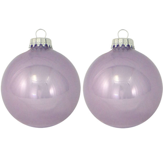 8x Glanzende lichtpaarse kerstboomversiering kerstballen van glas 7 cm - Kerstbal