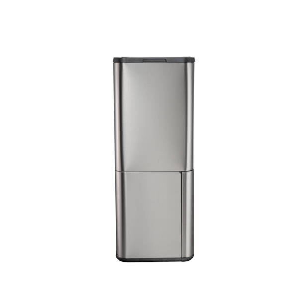 Luzzo® Kansas Metal Grey - 4 vakken Afvalscheidingsprullenbak Push 63 liter - Zilvergrijs