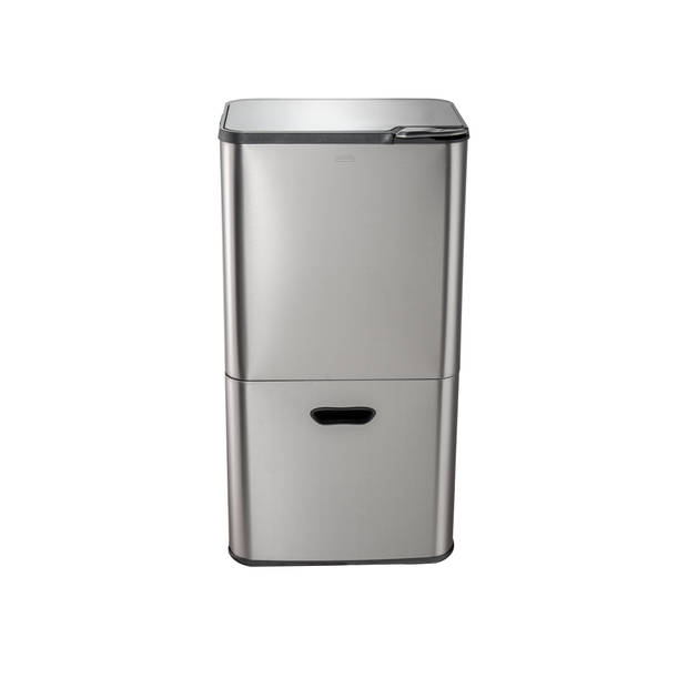 Luzzo® Kansas Metal Grey - 4 vakken Afvalscheidingsprullenbak Push 63 liter - Zilvergrijs