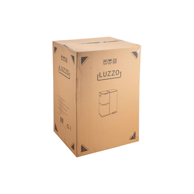 Luzzo® Ohio 60 ltr Afvalscheidingsprullenbak Metal Grey 3 bakken – Pedaalemmer Soft Close Deksel - Zilvergrijs