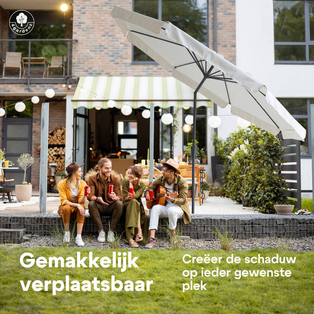 4gardenz® Parasol Rond 300 cm met Volant - Kantelbaar - Creme