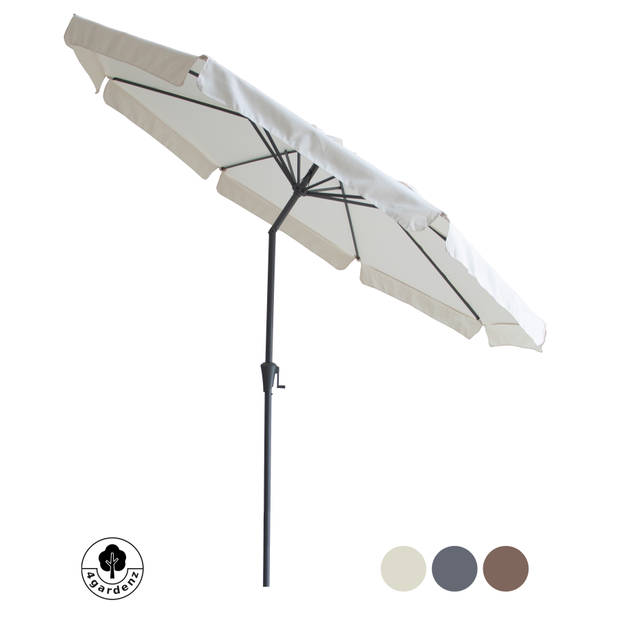 4gardenz® Parasol Rond 300 cm met Volant - Kantelbaar - Creme