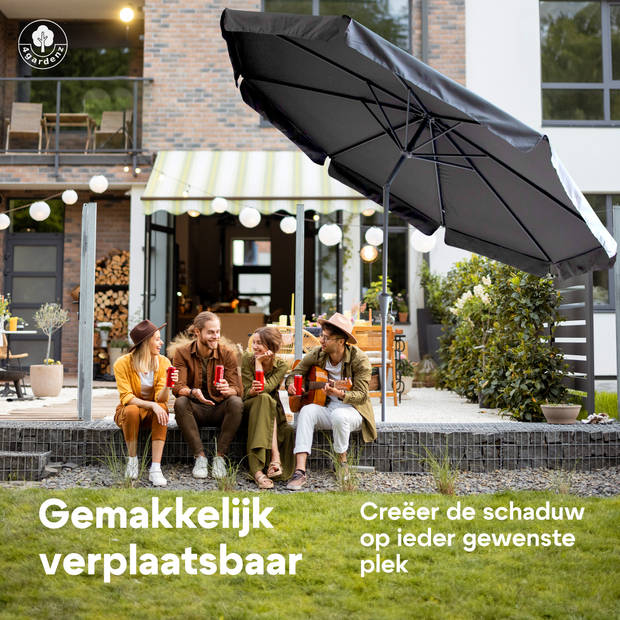 4gardenz® Parasol Rond 300 cm met Volant - Kantelbaar - Antraciet