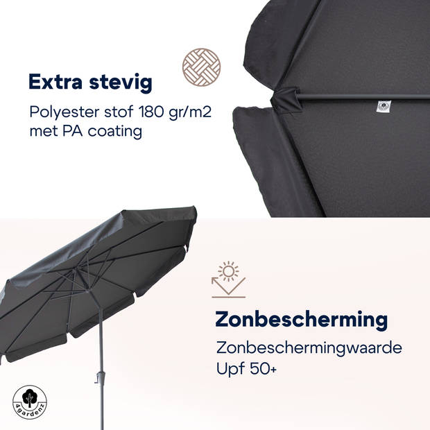 4gardenz® Parasol Rond 300 cm met Volant - Kantelbaar - Antraciet