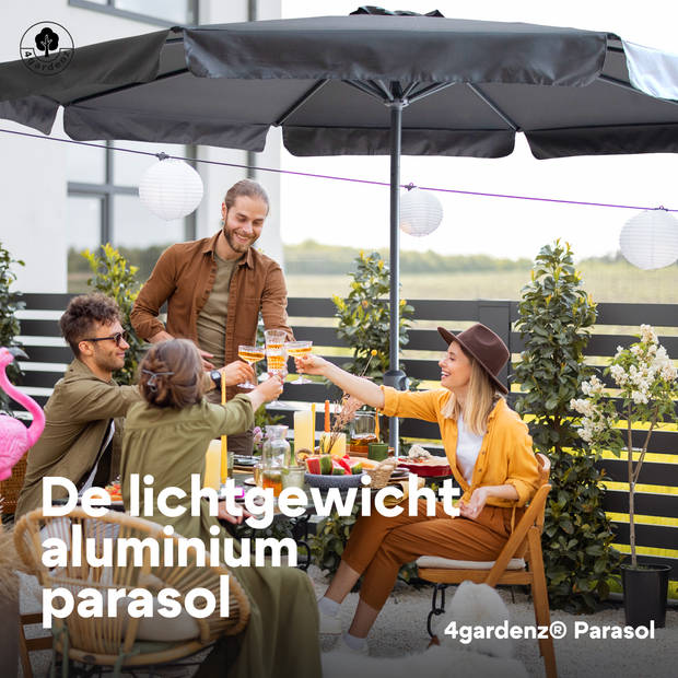 4gardenz® Parasol Rond 300 cm met Volant - Kantelbaar - Antraciet