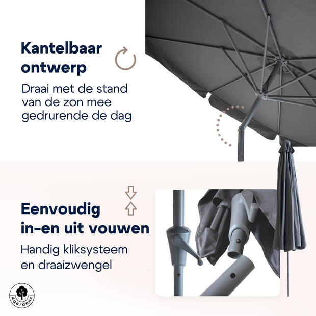 4gardenz® Parasol Rond 300 cm met Volant - Kantelbaar - Antraciet