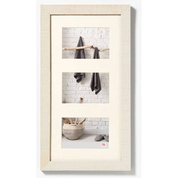 Fotolijst Drieluik - Fotomaat 20x13cm - Crème Wit - Hout - Home