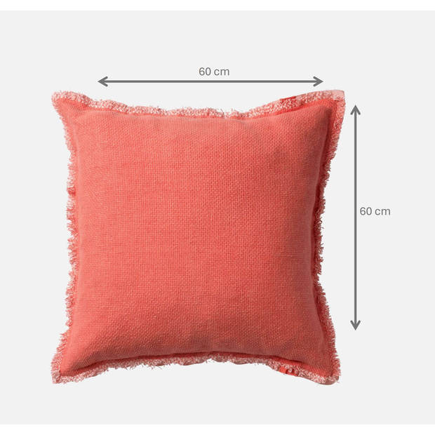 Dutch Decor - BURTO - Sierkussen 60x60 cm - gewassen katoen - Coral - koraalroze