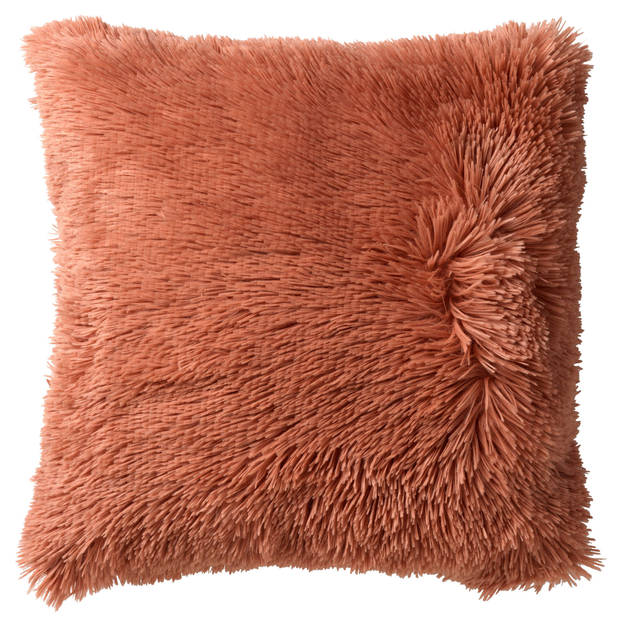 Dutch Decor - FLUFFY - Kussenhoes 45x45 cm - superzacht - effen kleur - Muted Clay - roze