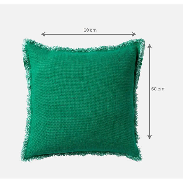 Dutch Decor - BURTO - Sierkussen 60x60 cm - gewassen katoen - Emerald - groen