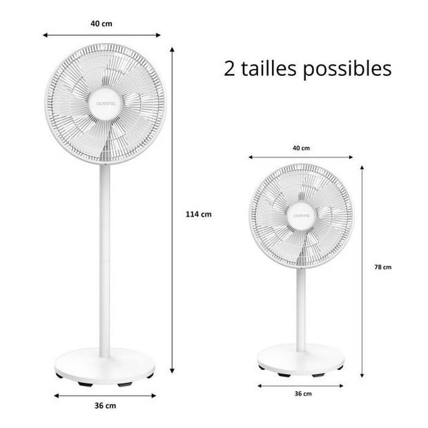 OCEANIC Voetventilator - 50 W - Ø 40 cm - 3 snelheden - Oscillerend - Kantelbaar - Wit