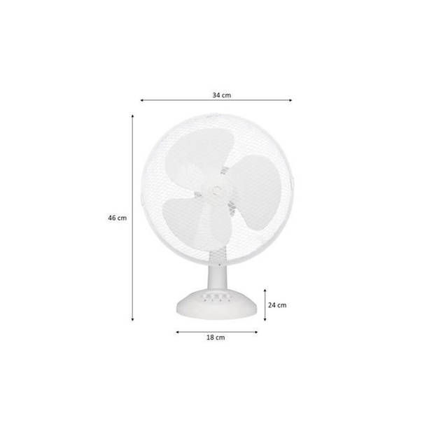 Oceanic Tafelventilator - 40W - Diameter 30 cm - 3 snelheden - Oscillerend - Wit