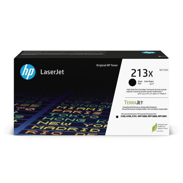 Originele HP 213X zwarte tonercartridge met hoog rendement (W2130X) voor HP LaserJet Enterprise