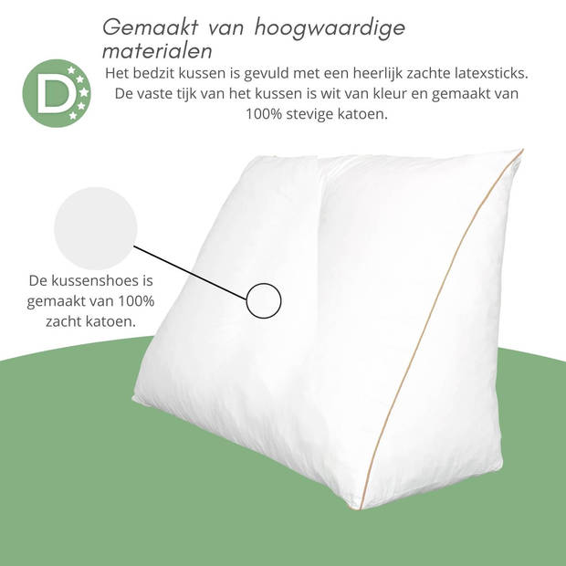 Droomtextiel Leeskussen - Zitkussen - Leeskussen voor in bed - inclusief Leeskussen Hoes - Kussensloop - Wit