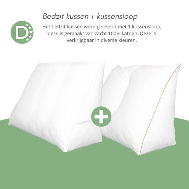 Droomtextiel Leeskussen - Zitkussen - Leeskussen voor in bed - inclusief Leeskussen Hoes - Kussensloop - Wit