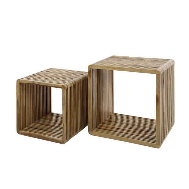 Giga Meubel - Salontafel Naturel Teakhout - Set Van 2 - 50x40x50cm