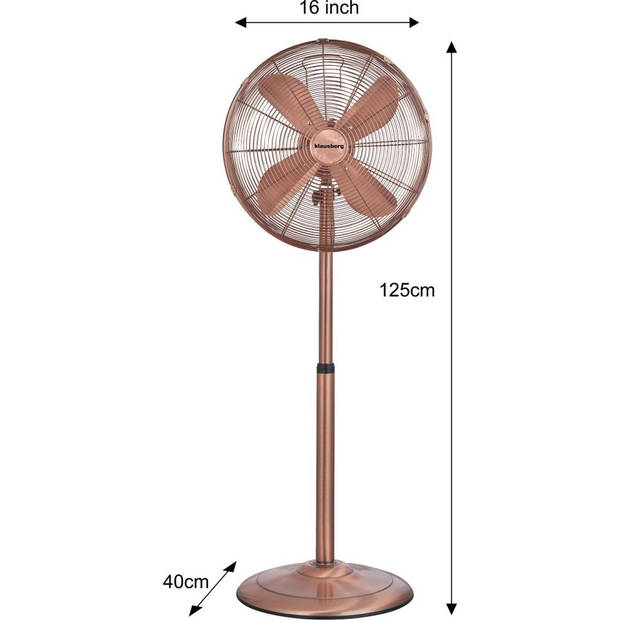 Klausberg 7719 - Staande ventilator - Koper - 40 cm - 50 Watt