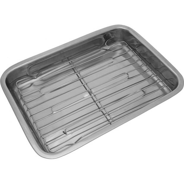 Kinghoff 1376 - Braadblik, Bakplaat met Grill Rooster - 31 x 22 x 5.5 cm