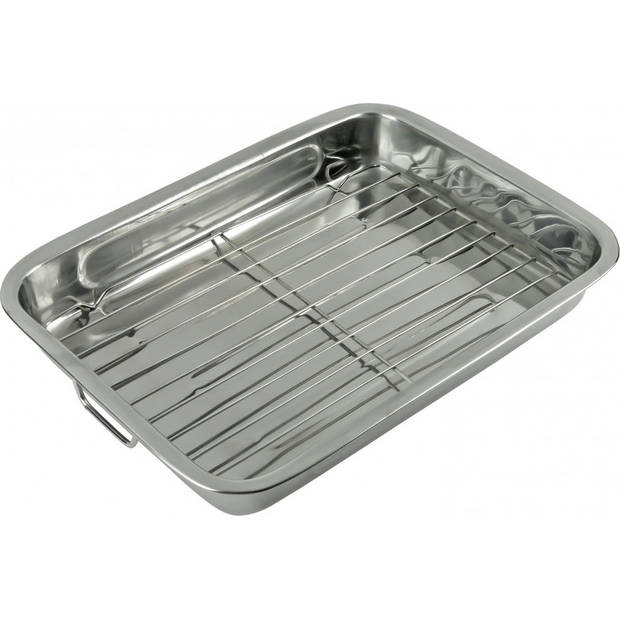 Kinghoff 1377 - Braadblik, Bakplaat met Grill Rooster - 36 x 27 x 5.5 cm