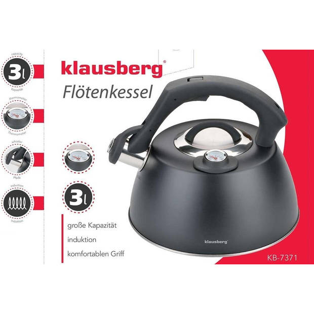 Klausberg KB-7371 fluitketel - 3L - rvs - alle warmtebronnen