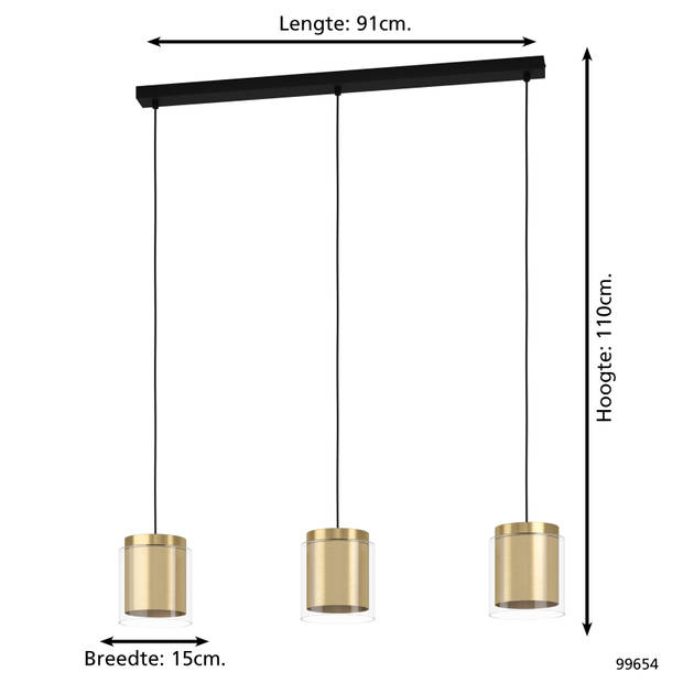 EGLO Lagunitas Hanglamp - E27 - 91 cm - Zwart/Geelkoper/Goud