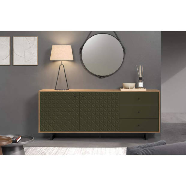 Sentra dressoir groen, eik decor.