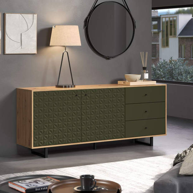 Sentra dressoir groen, eik decor.