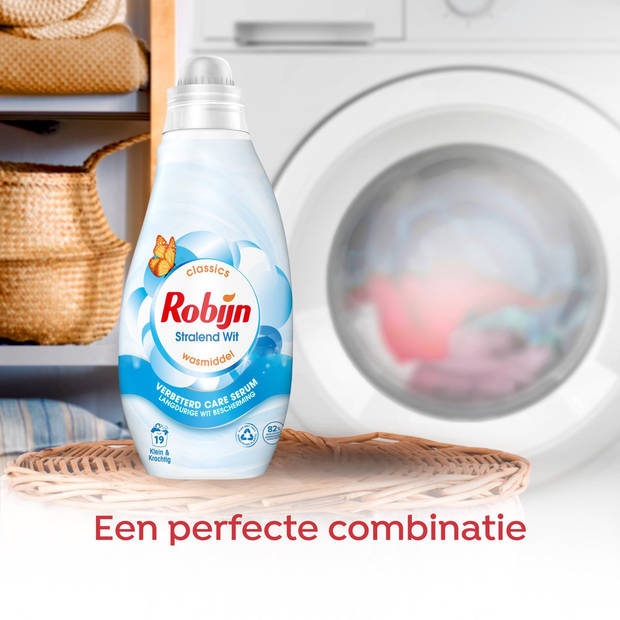 Robijn Klein & Krachtig Classics Vloeibaar Wasmiddel - Stralend Wit - met Care Serum - 8 x 19 wasbeurten