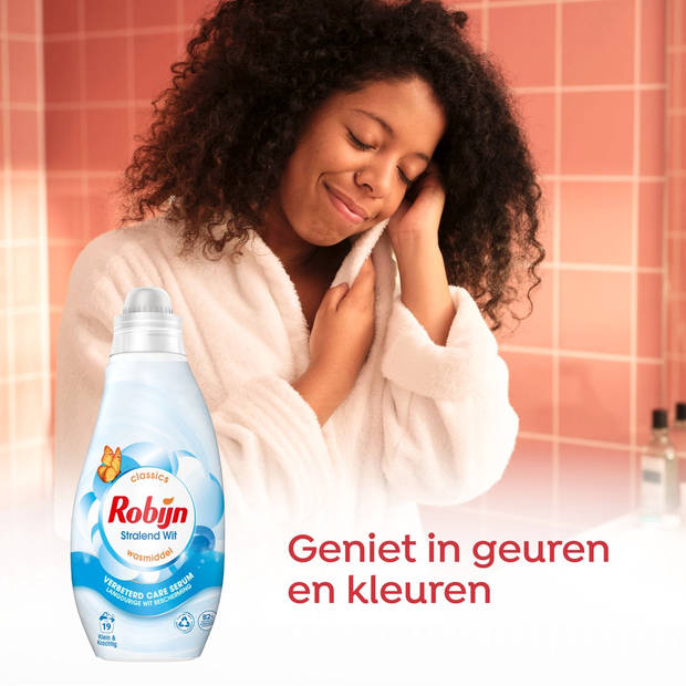 Robijn Klein & Krachtig Classics Vloeibaar Wasmiddel - Stralend Wit - met Care Serum - 8 x 19 wasbeurten