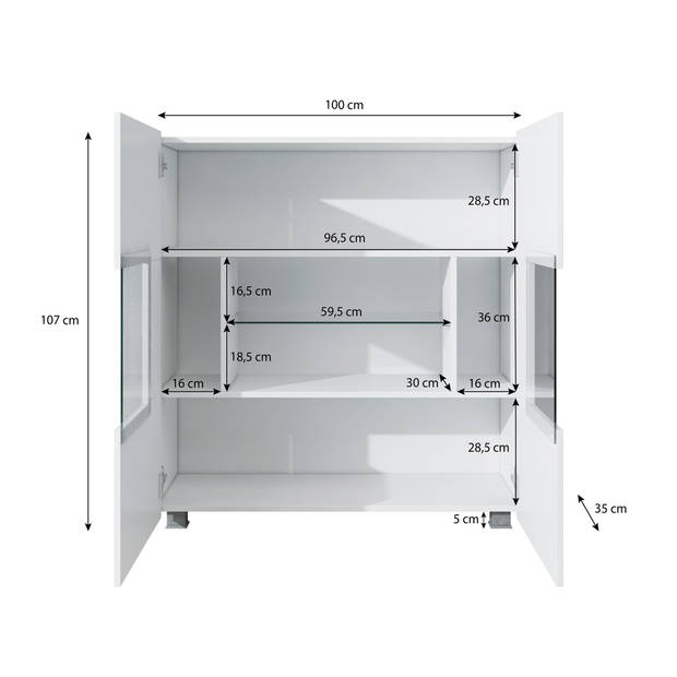 Meubella Dressoir Calgary - Wit - 100 cm