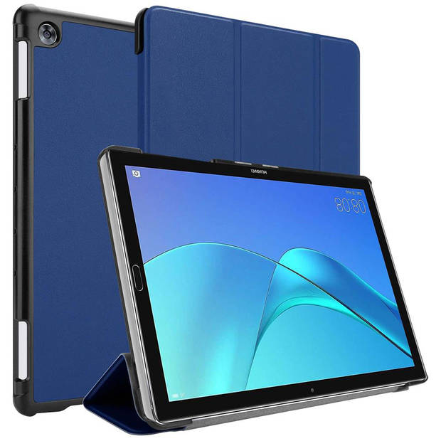 Cadorabo Tablet Hoesje geschikt voor Huawei MediaPad M5 LITE 10 (10.1 inch) Case in JERSEY DONKER BLAUW - Beschermhoes