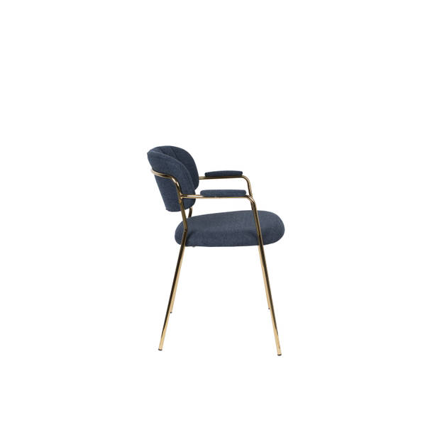 Housecraft Jolien Eetkamerstoelen Goud/Donker Blauw - Set van 2