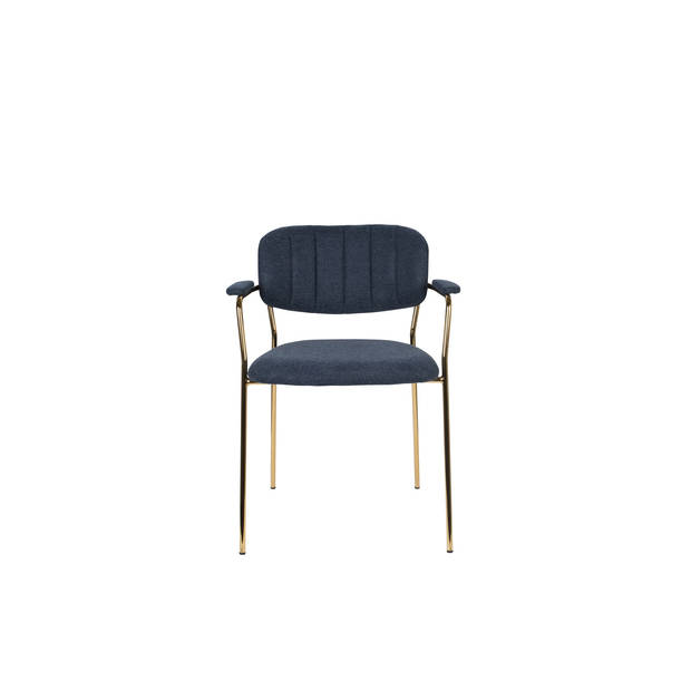 Housecraft Jolien Eetkamerstoelen Goud/Donker Blauw - Set van 2