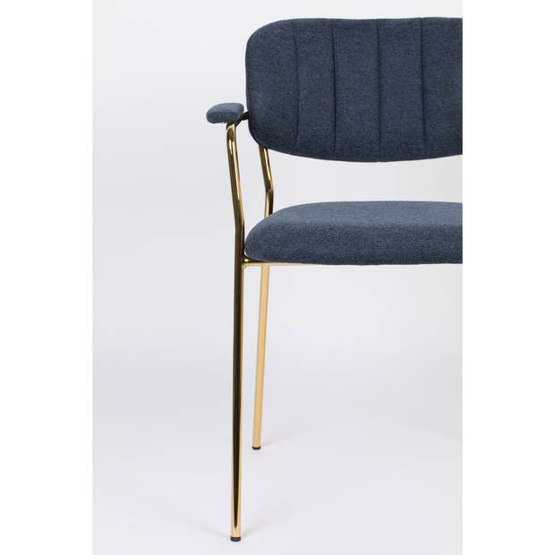 Housecraft Jolien Eetkamerstoelen Goud/Donker Blauw - Set van 2