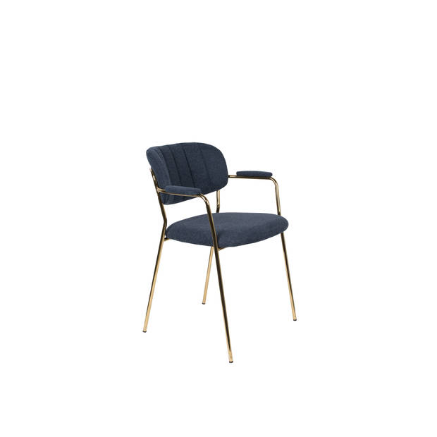 Housecraft Jolien Eetkamerstoelen Goud/Donker Blauw - Set van 2