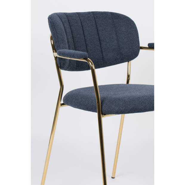 Housecraft Jolien Eetkamerstoelen Goud/Donker Blauw - Set van 2