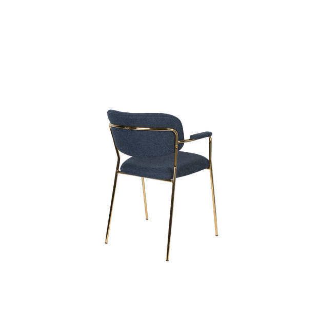 Housecraft Jolien Eetkamerstoelen Goud/Donker Blauw - Set van 2