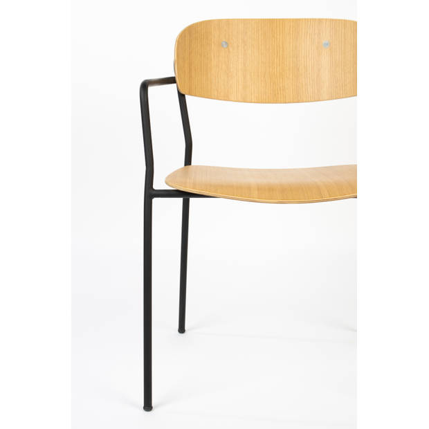 Housecraft Jolien Eetkamerstoelen Zwart/ Hout - Set van 2