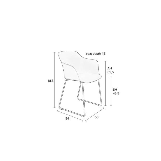 Housecraft Tango Eetkamerstoelen armleuning Wit - Set van 2