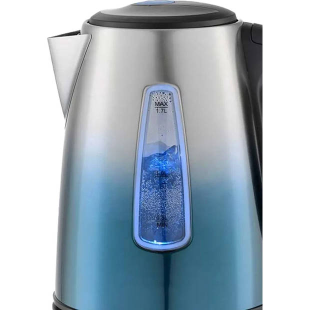 Michelino 74341 - waterkoker - RVS - 1,7 liter - Met Led verlichting - zilver/blauw