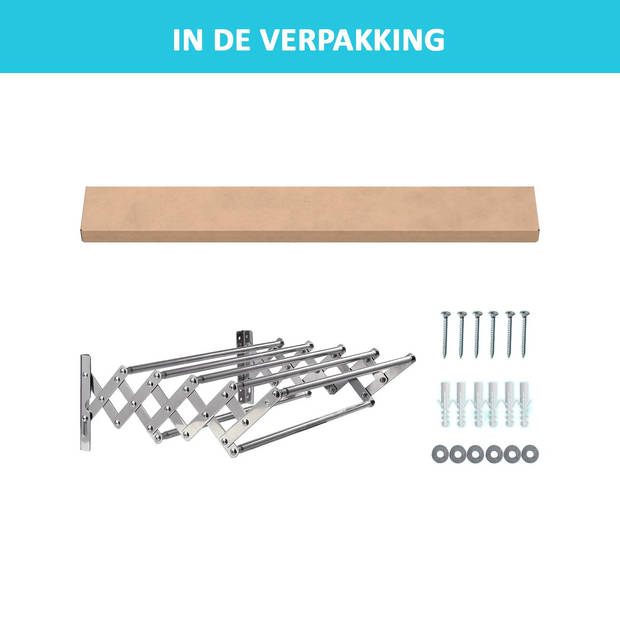 RMBO Wanddroogrek - Wasrek inklapbaar - Droogrek inklapbaar - Wasrek hangend - 5,6m drooglengte