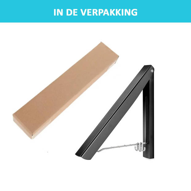 Wasophoogte® Wanddroogrek - Wandmontage Droogrek - Inklapbaar Droogrek - Muurdroogrek - Wasrek hangend - Zwart