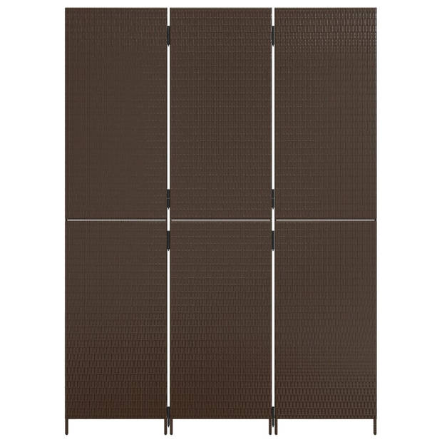 vidaXL Kamerscherm 3 panelen poly rattan bruin