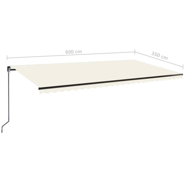 vidaXL Luifel handmatig uittrekbaar 600x350 cm crèmekleurig