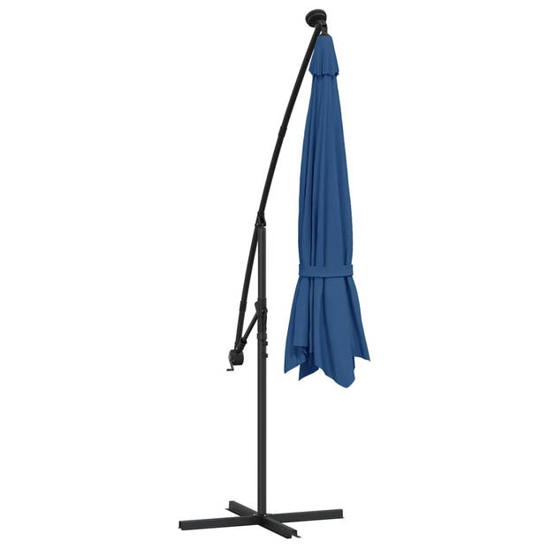 vidaXL Zweefparasol met LED-verlichting 350 cm azuurblauw