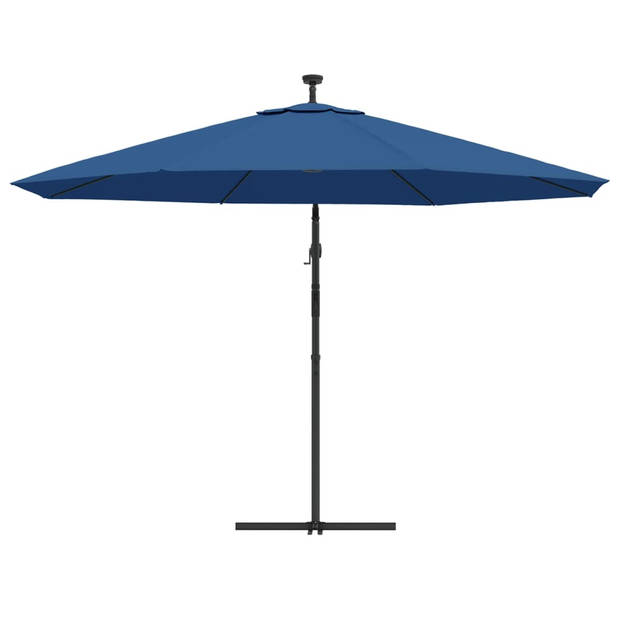 vidaXL Zweefparasol met LED-verlichting 350 cm azuurblauw