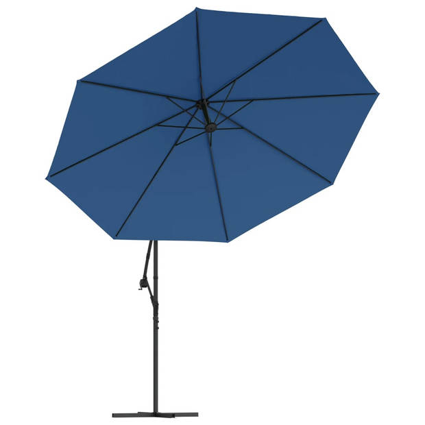 vidaXL Zweefparasol met LED-verlichting 350 cm azuurblauw