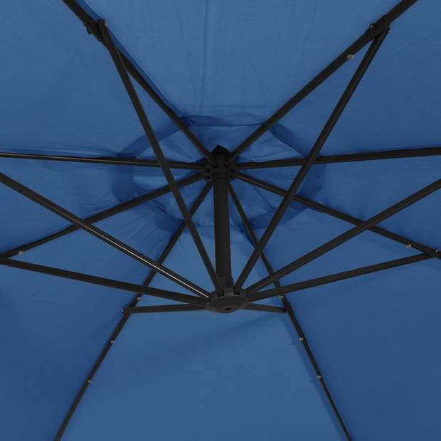 vidaXL Zweefparasol met LED-verlichting en stalen paal 300 cm blauw